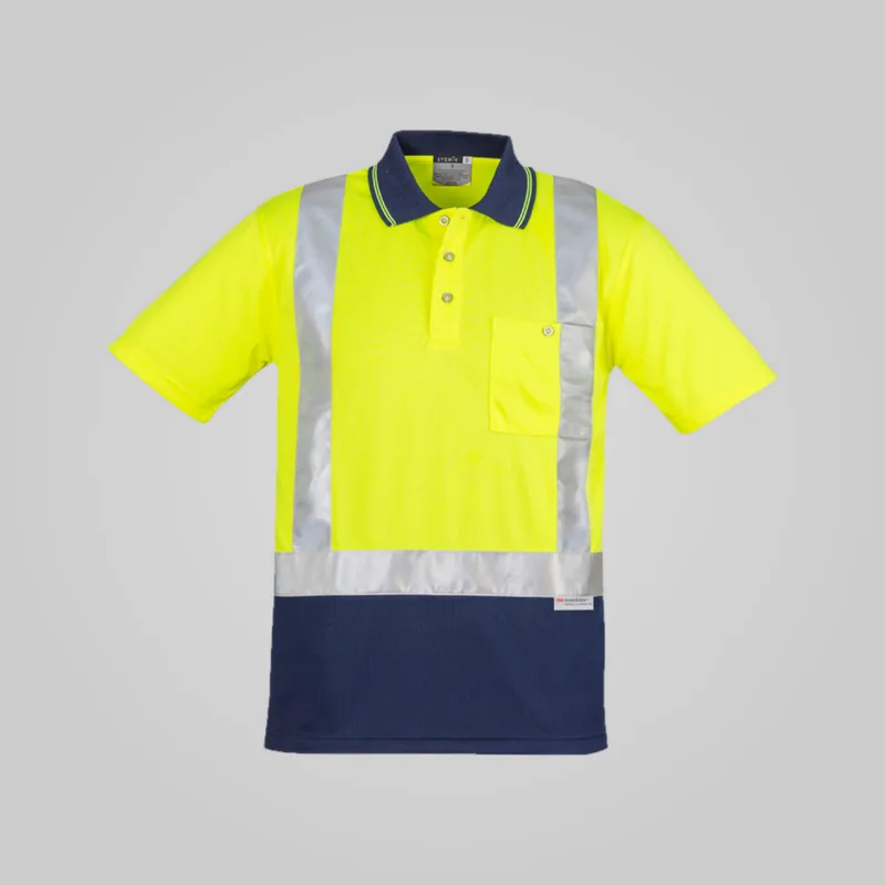 Syzmik Hi Vis Spliced Polo in Yellow and Navy